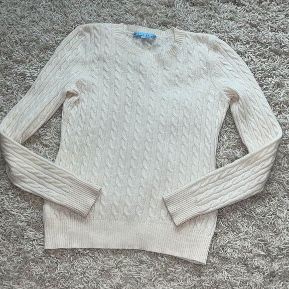Antonio Melani Sweater 100% Cashmere Ivory Cable knit Pullover Small - Picture 1 of 10